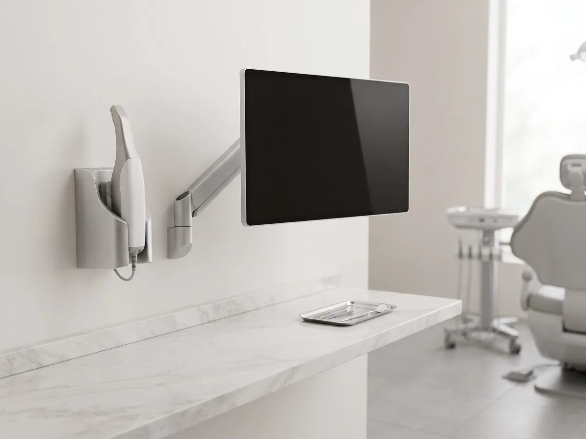 Intraoralscanner und Monitorarm im Behandlungsraum